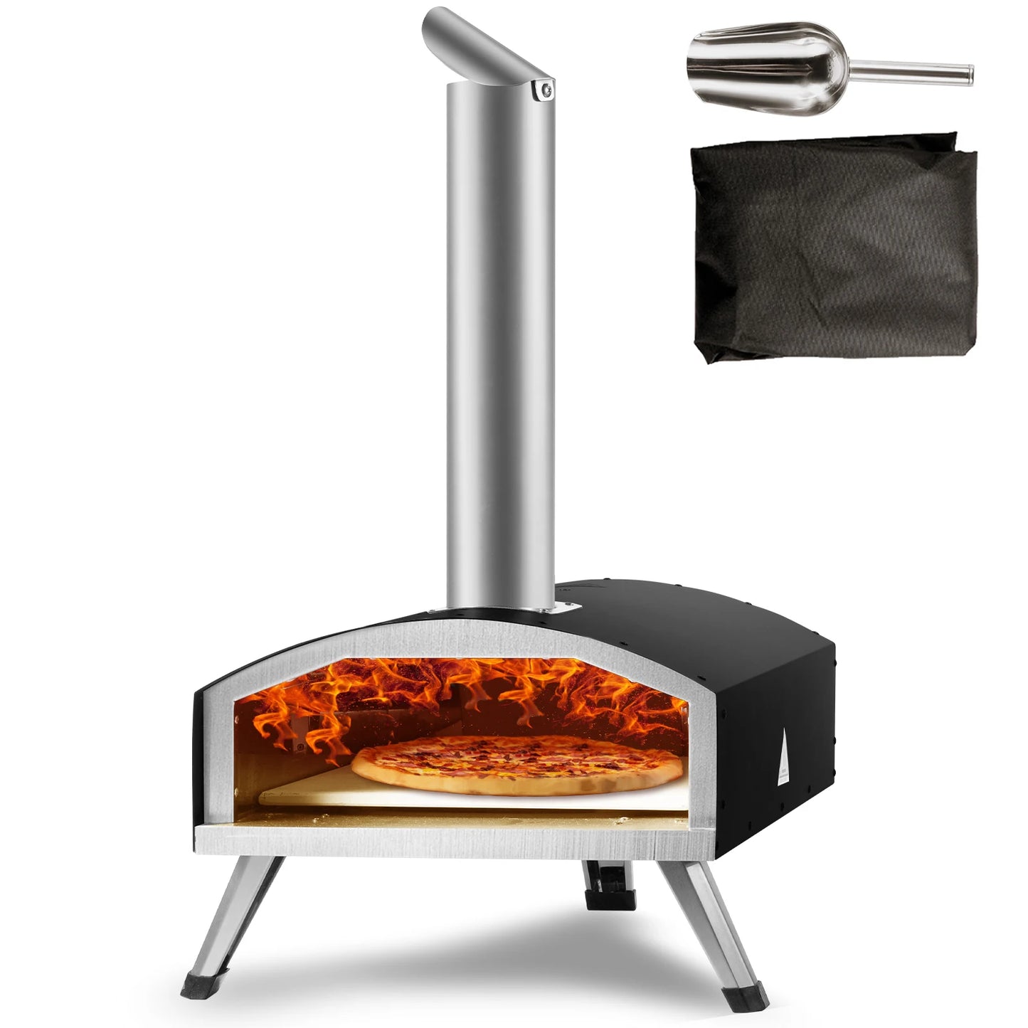 SucceBuy 12 Inch Wood Fired Portable Pizza Oven Food Grade Stainless Steel BBQ for Backyard Camping Picnics Outdoor Cooking