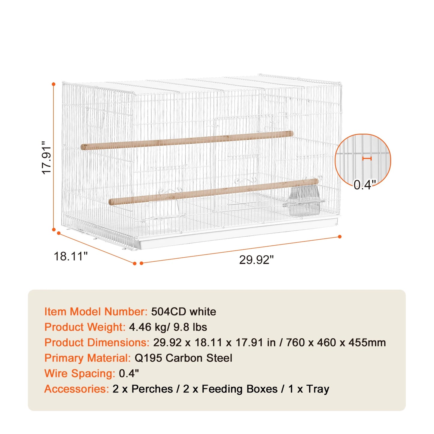 SucceBuy 30In Flight Bird Cage Stackable Divided Small Animal Cage for Kinds of Birds Pet Travel Birdcage with Handle and Perch.