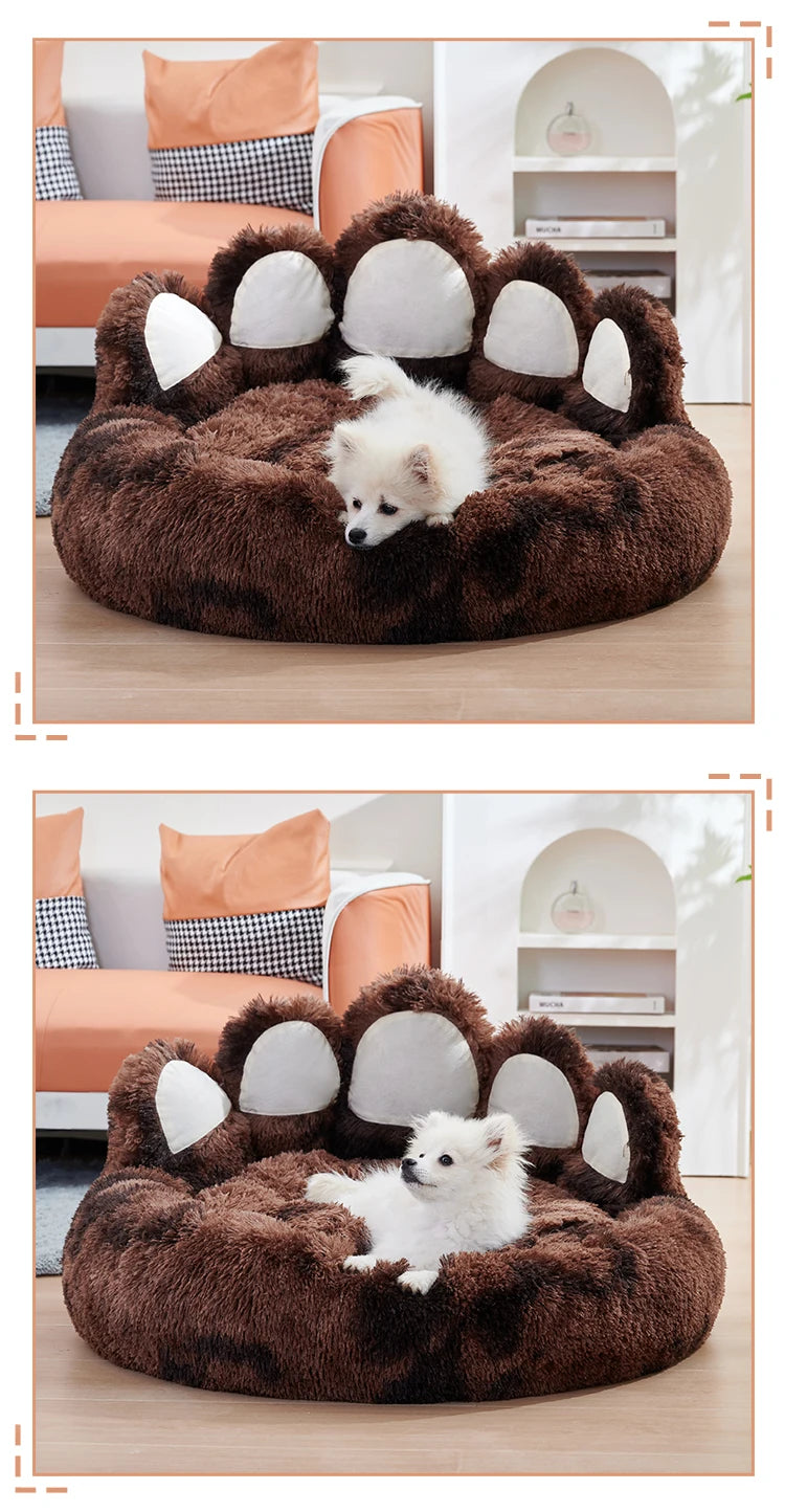 Cozy Paw Shape Dog Bed Warm Thickened Cushion Breathable Fluffy Mat for Deep Sleeping Pet Comfort - Dog Beds/Mats
