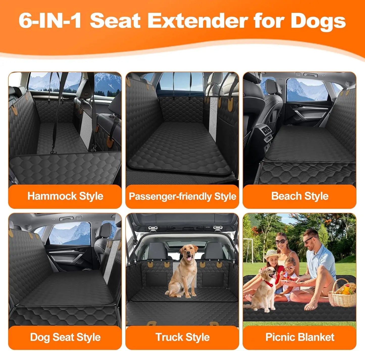 Waterproof Foldable Dog Car Seat Safety Hammock Trunk Mat Rear Back Seat Protector Breathable Pet Travel Accessory