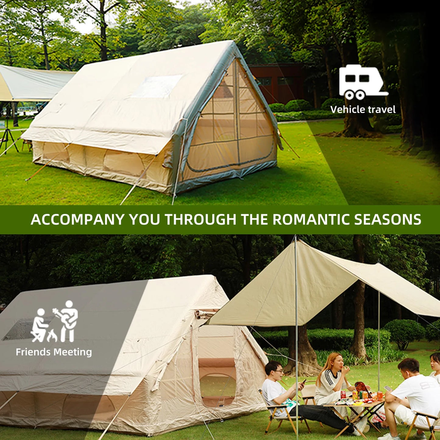 Large Inflatable Tents for Camping With Hand Pump Easy Setup Portable Waterproof Camping Tent