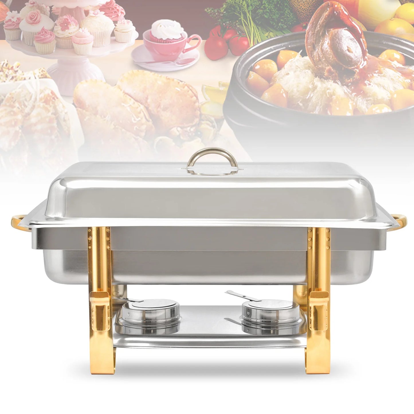 9L Stainless Steel Chafer Chafing Dish Sets Buffet Catering Pans Stainless Steel Food Warmer Chafing Dish Heat Tank Food
