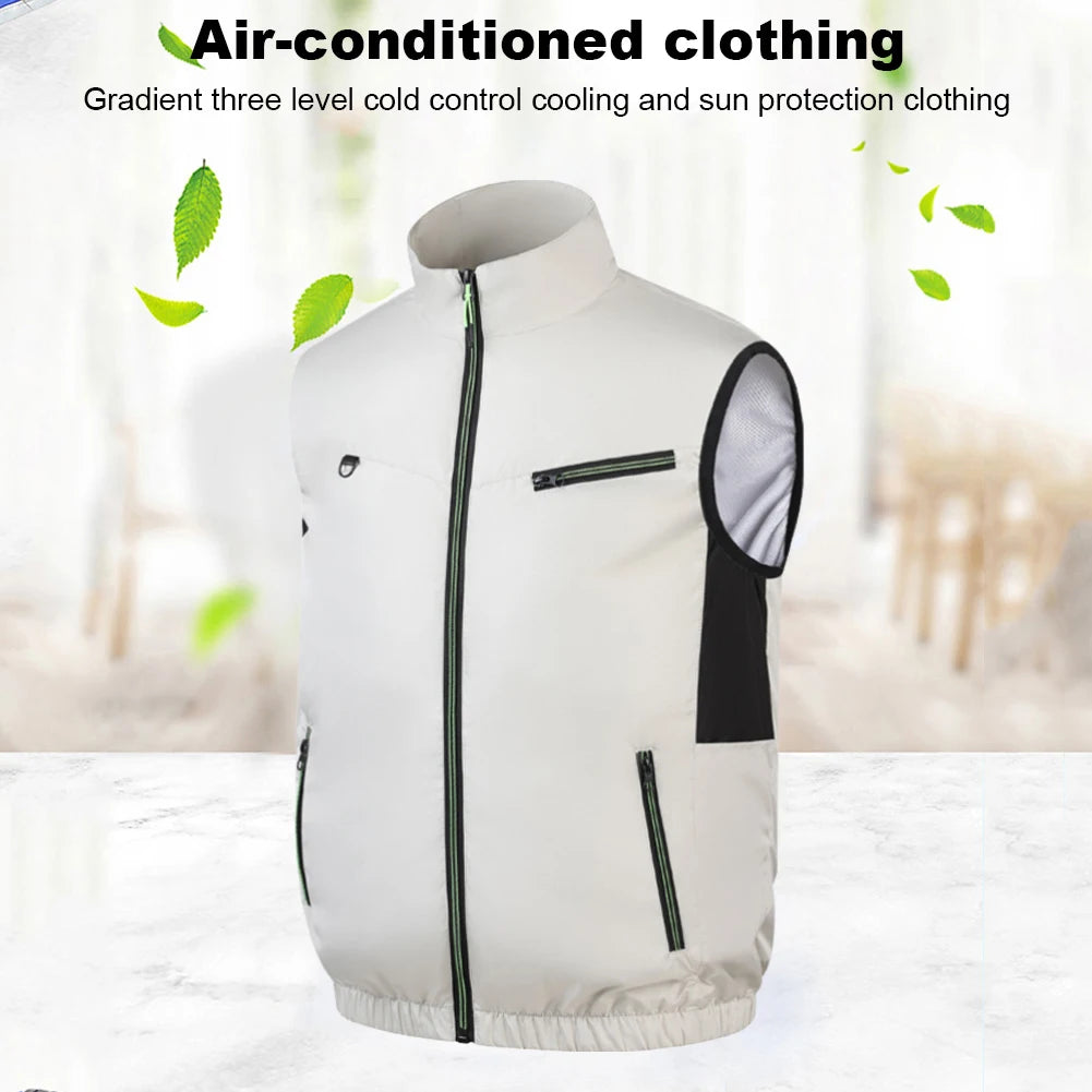 Wearable Cooling Vest Heat Resistant Air Conditioner Clothes Breathable Cooling Fan Vest for Summer Camping Fishing Hiking Work