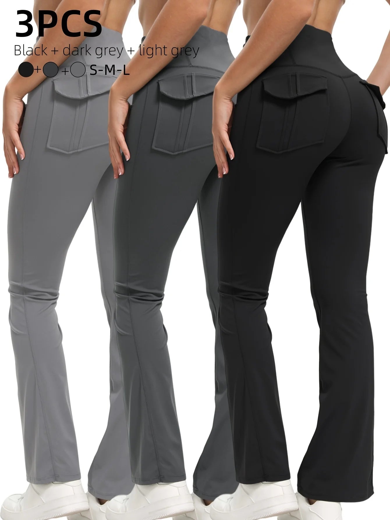 Heart and Home Shop 3 Pack Bootcut Yoga Pants With Pockets