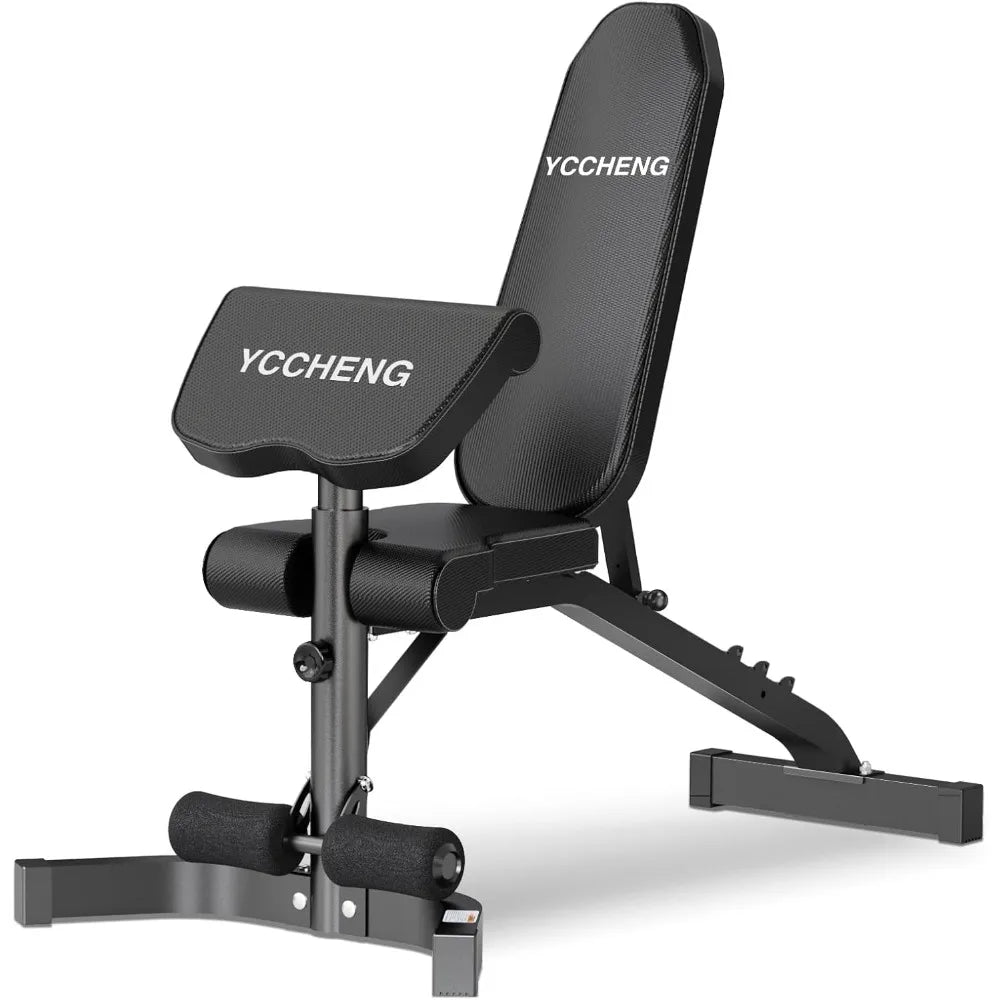 Multi-Functional Adjustable Weight Bench Workout Bench with Barbell Rack Set for Home Gym Upright Incline Flat Exercise Benches