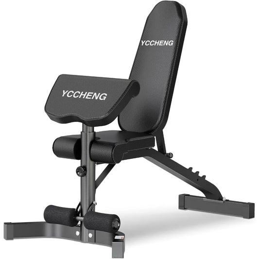 Multi-Functional Adjustable Weight Bench Workout Bench with Barbell Rack Set for Home Gym Upright Incline Flat Exercise Benches