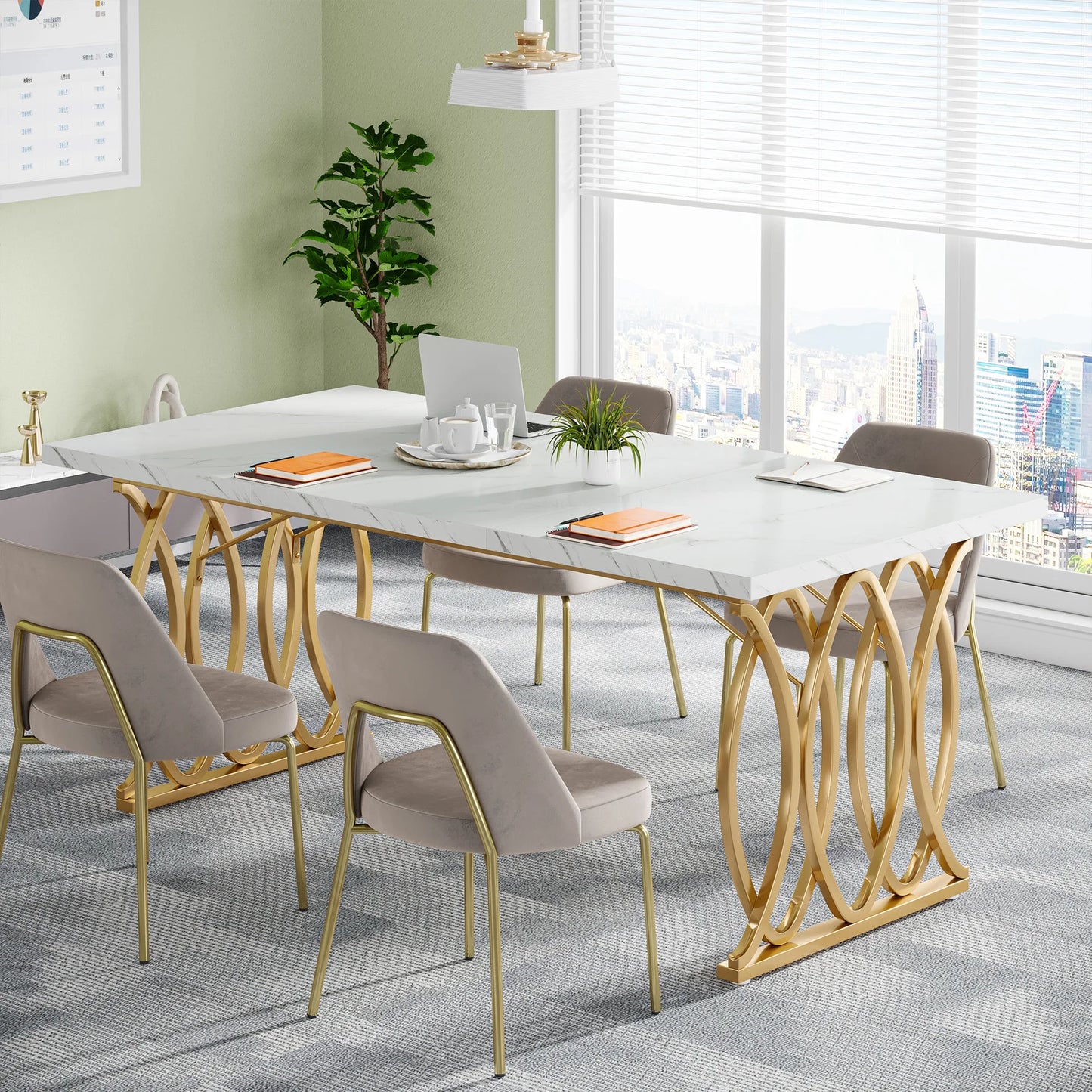 Tribesigns 63" W Executive Desk Large Modern Office Computer Desk for Conference Room Business Furniture Rectangular Wooden Desk