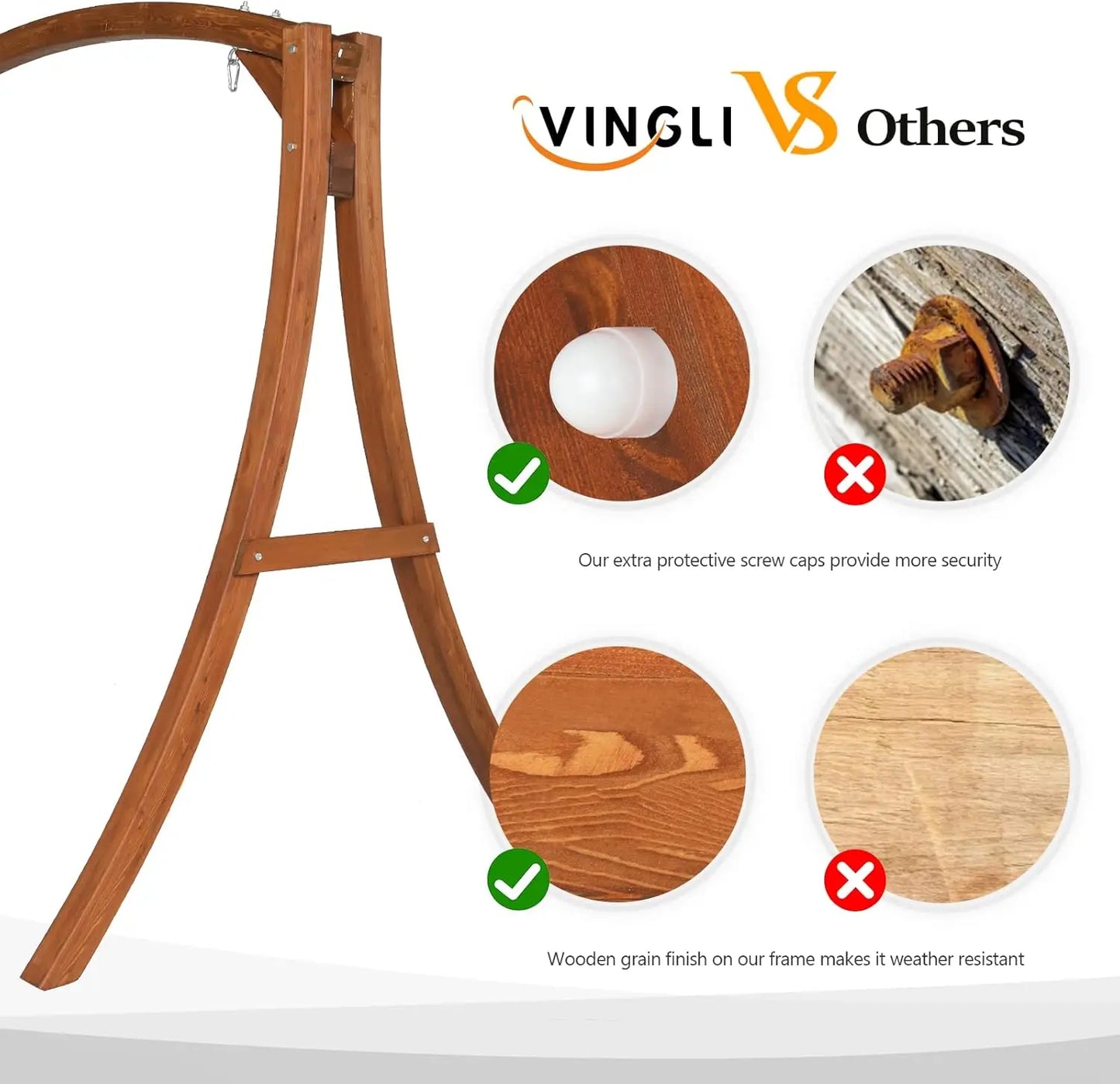 XMSJHign-concerned Heavy Duty Wooden Swing Frame 1000 Lbs