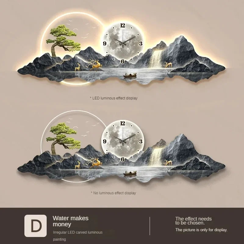 Luxury Minimalist Wall Clock with LED Aesthetic for Living Room Silent Nordic Home Decoration