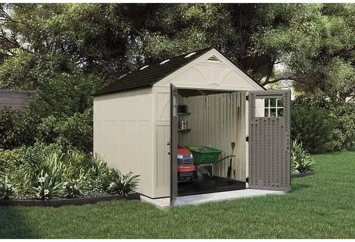 XMSJ Tremont Resin Shed Backyard Storage Unit with Skylights