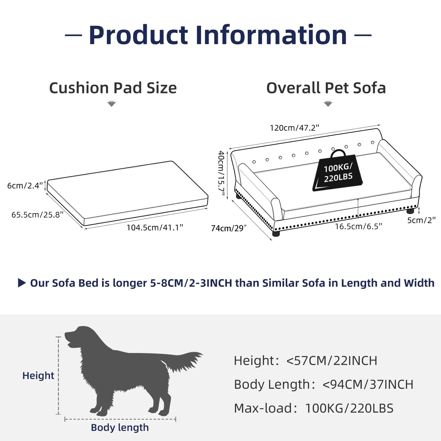 Heavy Duty Raised Dog Bed Sofa Large Cushioned Pet Couch Soft Microfiber Silicone Leather Velboa Covered Lounge for Cats And Puppies
