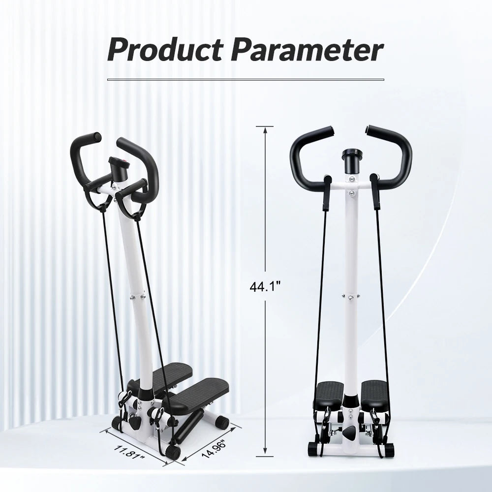 Home Fitness Stepper Machine with LCD Display and Resistance Bands for Leg Waist and Abdomen Training