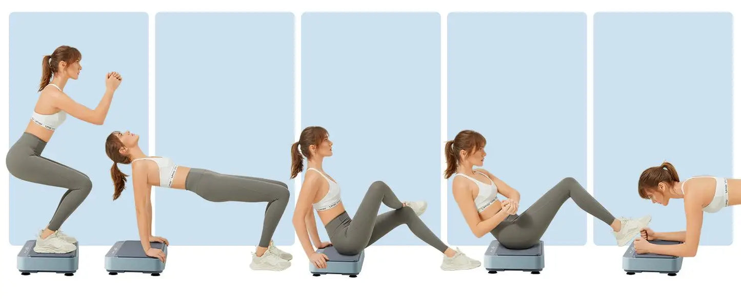 Umay Fitness Vibration Board Blue and White Full Body Home Workout Machine with Ring Band for Improved Blood and Lymphatic Circulation