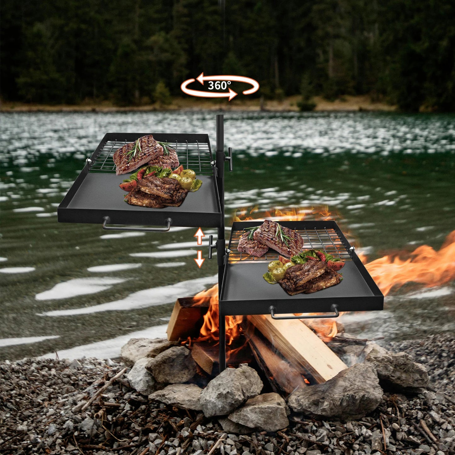 Heavy Duty 24 Inch Folding Campfire Grill With Compact Storage Design