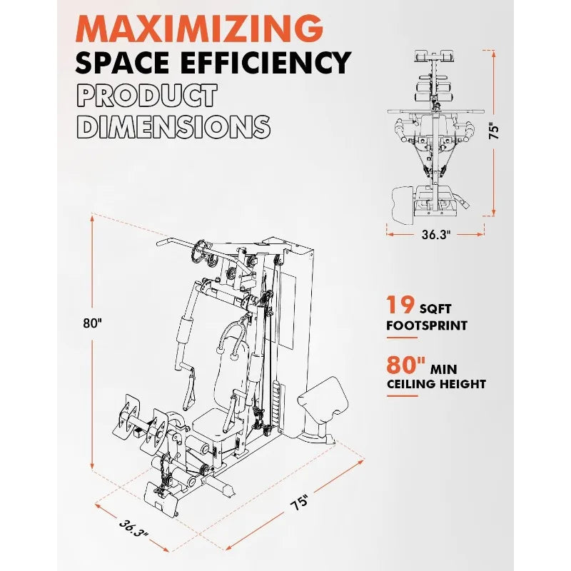 Mikolo Home Gym Workout Station with 150 Pounds Weight Stack Multifunctional Strength Training Equipment