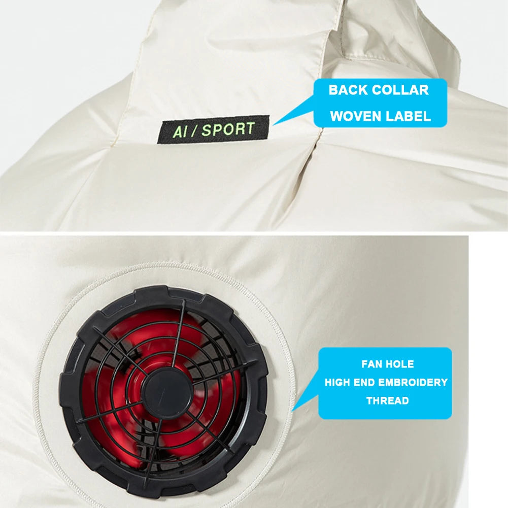 Wearable Cooling Vest Heat Resistant Air Conditioner Clothes Breathable Cooling Fan Vest for Summer Camping Fishing Hiking Work