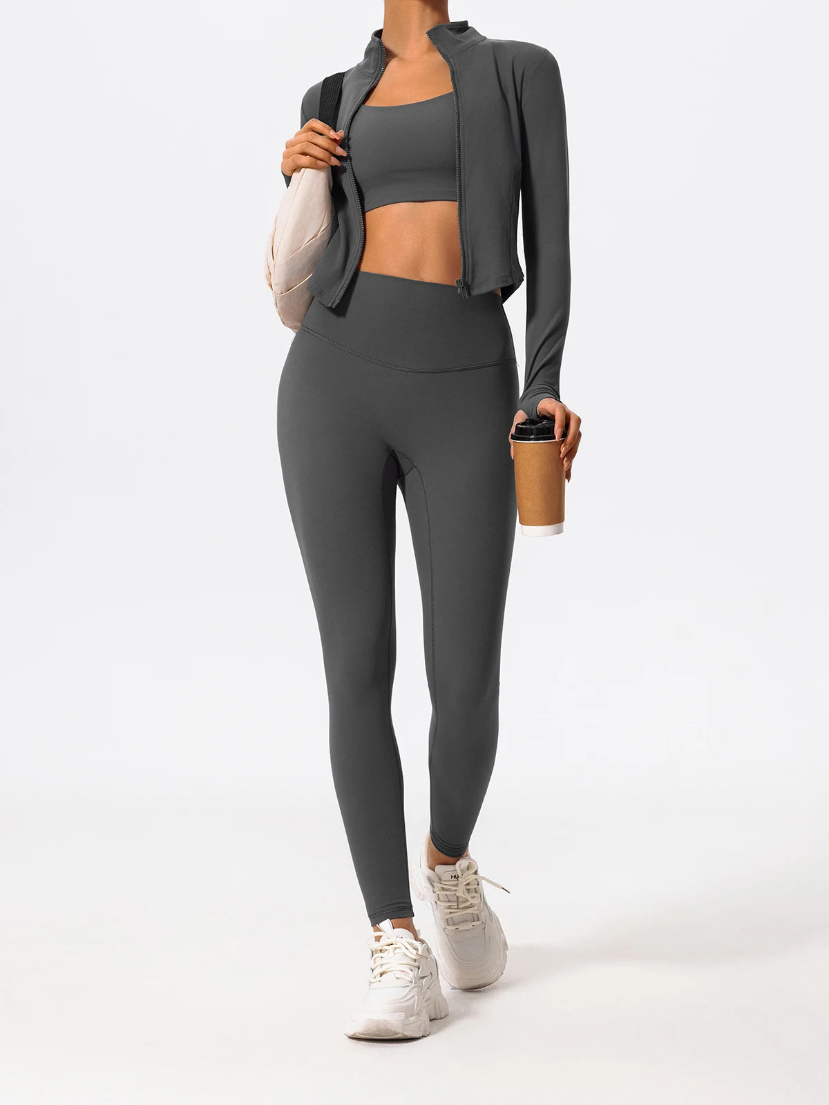 Hearuisavy Ultra Soft Long Sleeve Gym Set Women Quick Dry