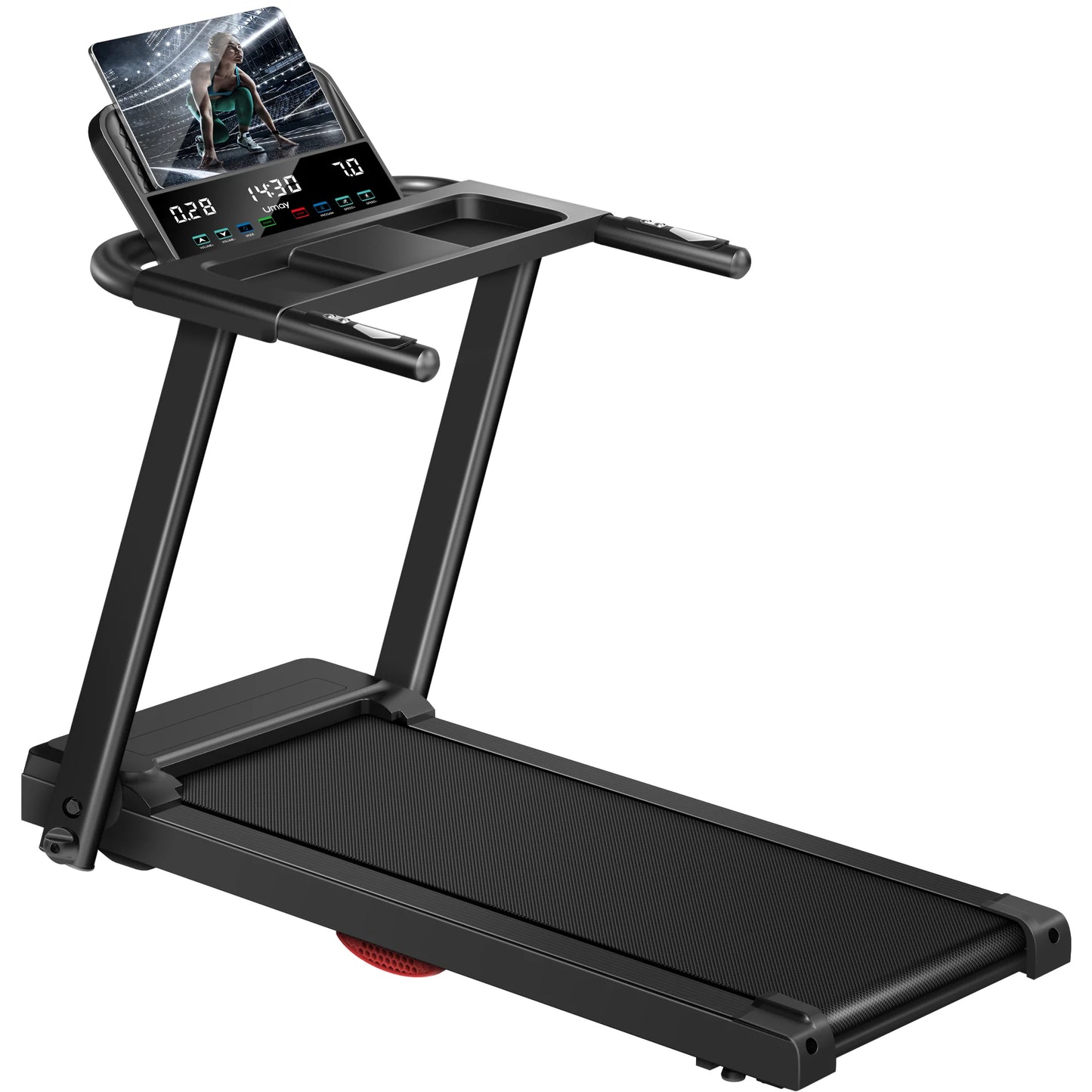 3.0HP Brushless Foldable Treadmill for Home Use 300LB Capacity with Heart Rate Monitor and Dual Shock Absorption