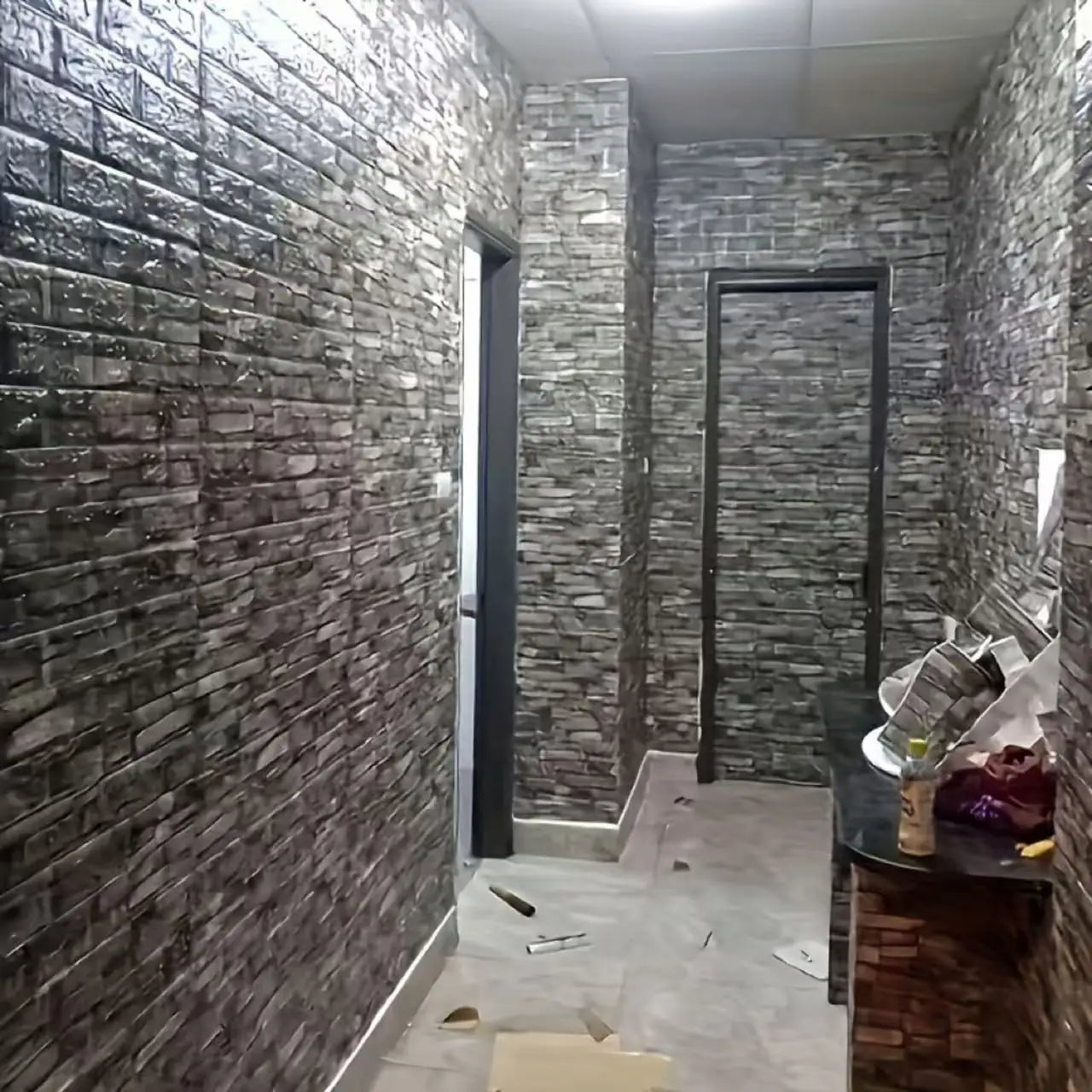 100/200Pcs 3D Wall Tile Stickers Brick Pattern Foam Self-Adhesive Waterproof Ceiling Decor Easy Apply for Moisture Proof