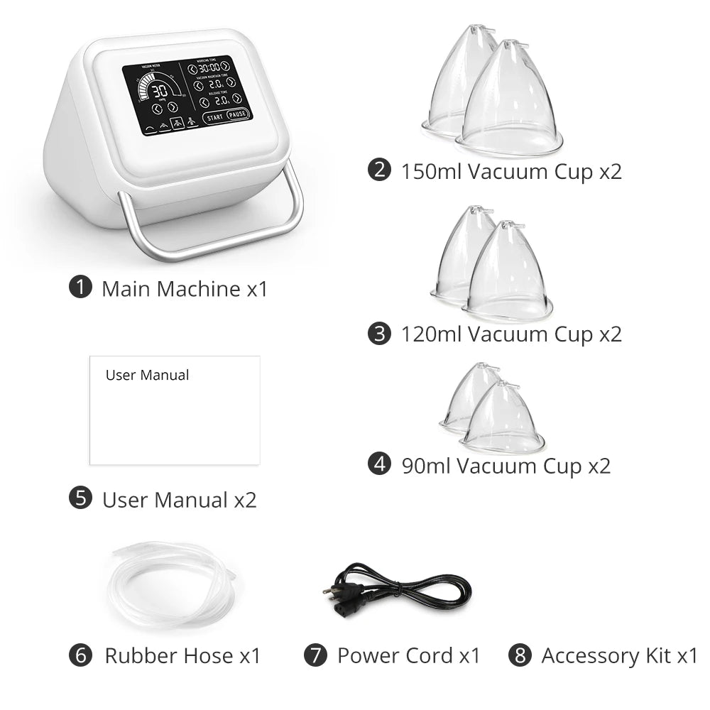 Butt Vacuum Therapy Machine with 6 Lifting Cups - Home Cupping Therapy Set for Buttock Enhancement Body Shaping Massage Equipment