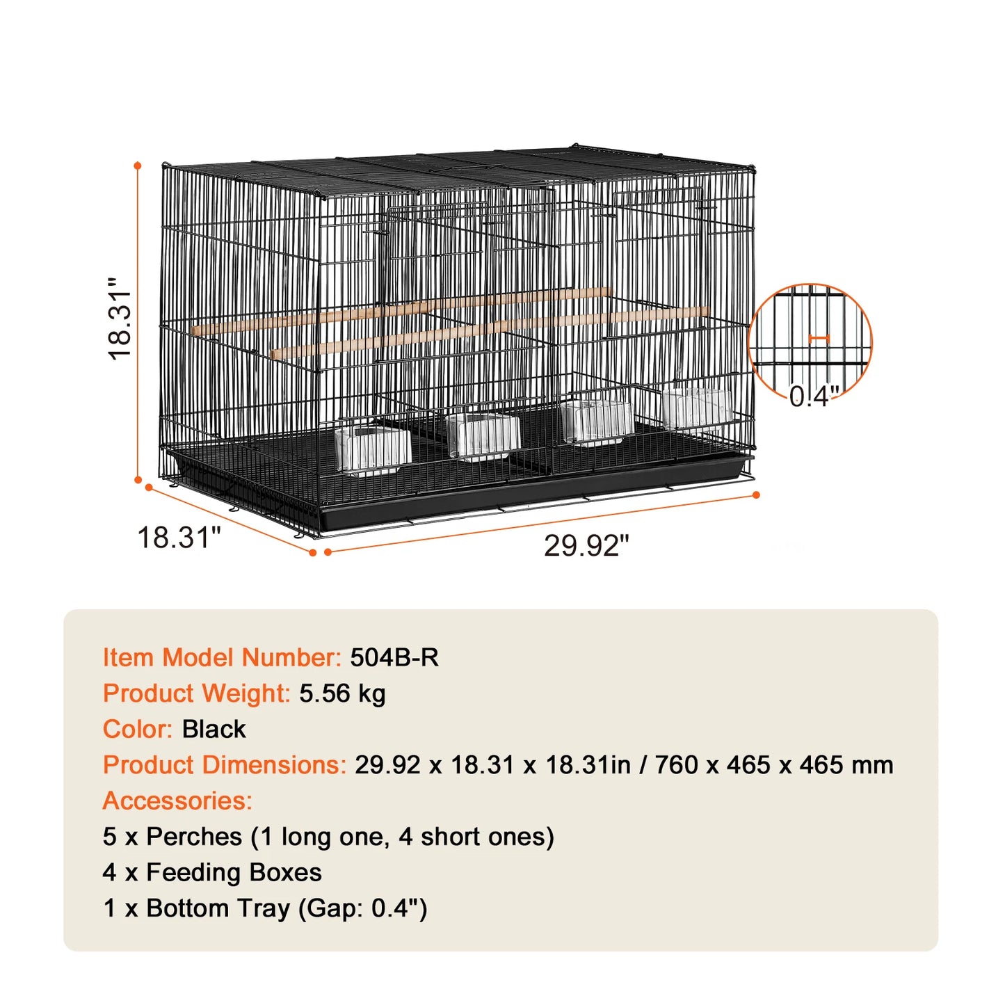 SucceBuy 30In Flight Bird Cage Stackable Divided Small Animal Cage for Kinds of Birds Pet Travel Birdcage with Handle and Perch.