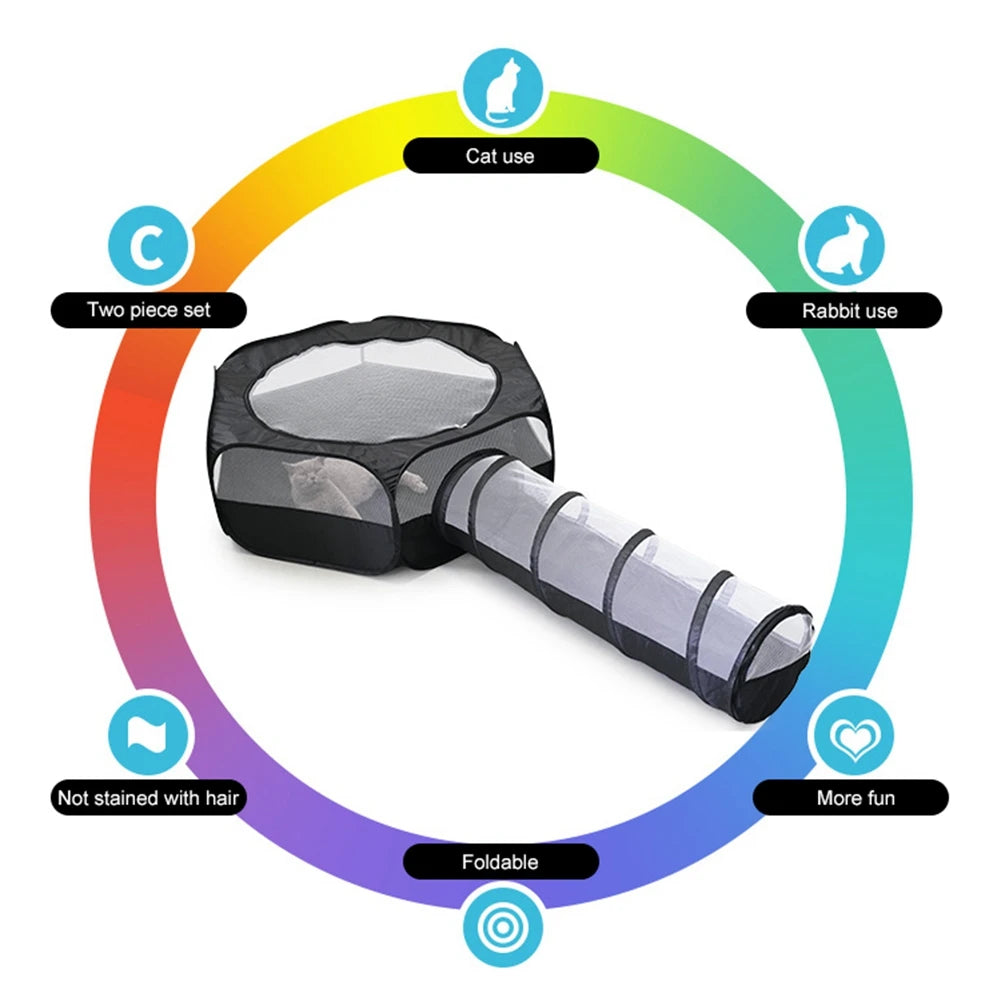 2 In 1 Foldable Cat Tunnel And Nest Toy Multifunctional Rabbit Cage Pet Supplies Cloth Material For Cats