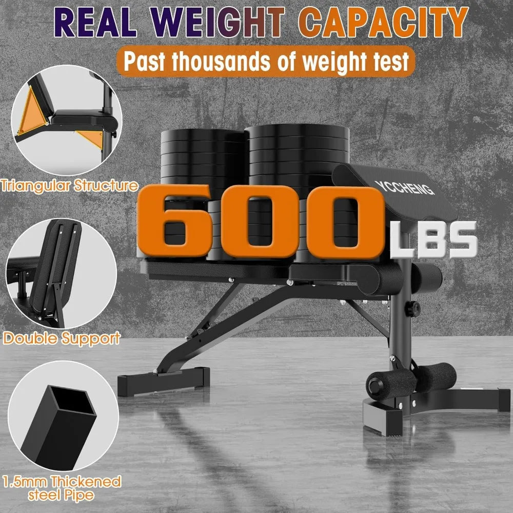 Multi-Functional Adjustable Weight Bench Workout Bench with Barbell Rack Set for Home Gym Upright Incline Flat Exercise Benches