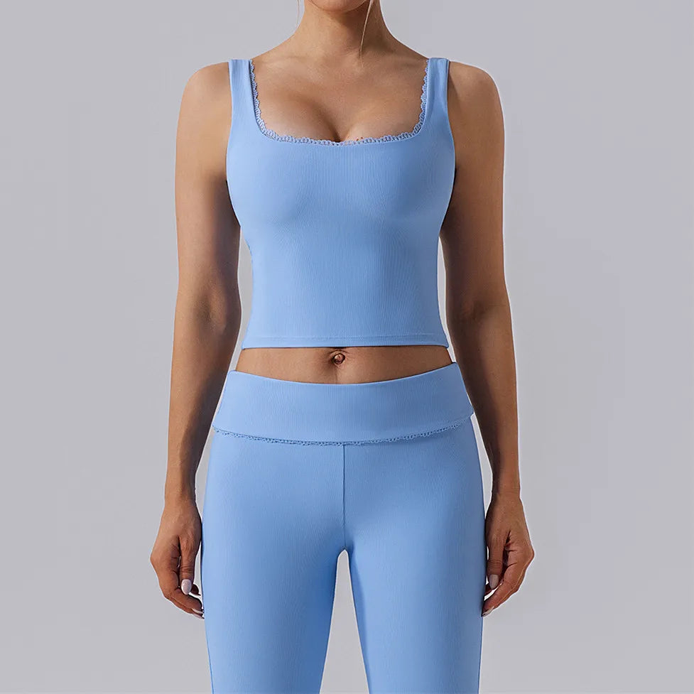 Heart And Home Lace Yoga Set Women Push Up Bra High Waist