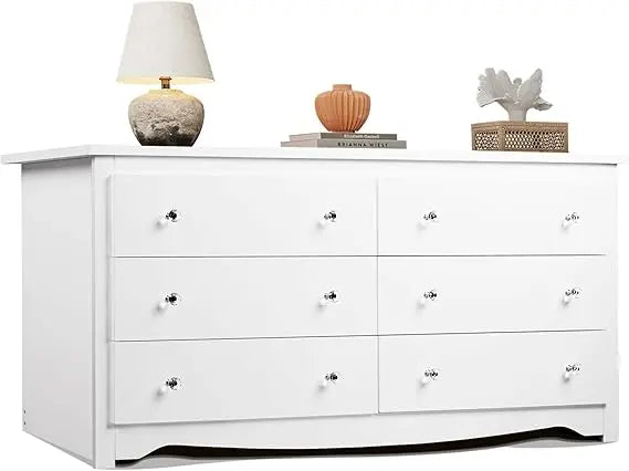 Modern Wood Dresser 6 Drawer Engineered Wood Finish