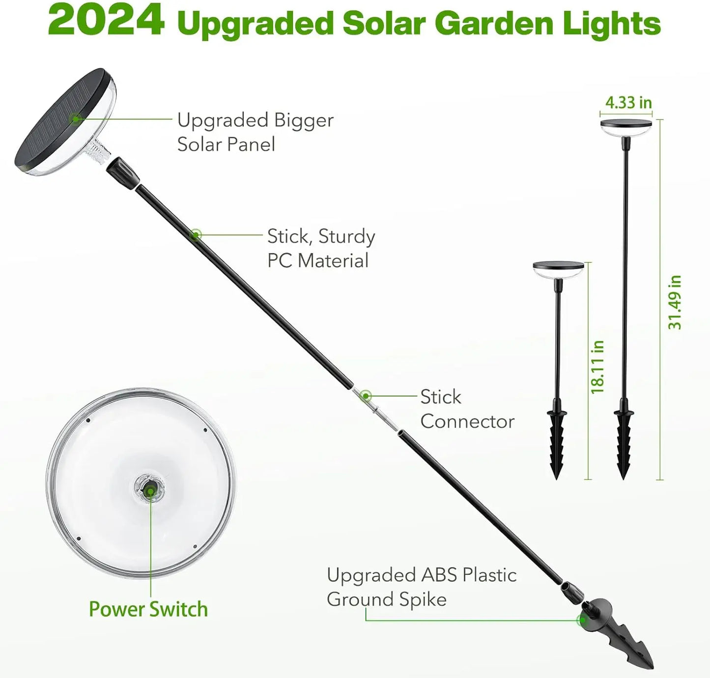 6 Pack Solar Garden Path Lights 40 Lumens 14 Hours 31 Inch Tall Auto On Off for Yard Patio Path Lawn
