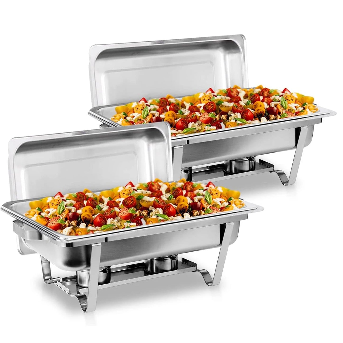 8QT Chafing Dish Buffet Set Stainless Steel Food Warmer Kit with Lids & Holders 2/4/6 Pack for Restaurant Catering Parties Weddings