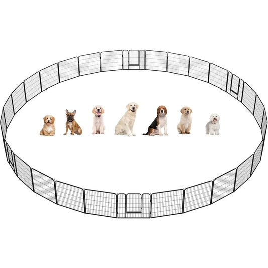 Dog Playpen Outdoor 32 Inch 32 Panels Heavy Duty Puppy Exercise Pen Metal Pet Fence for RV Camping Yard Garden