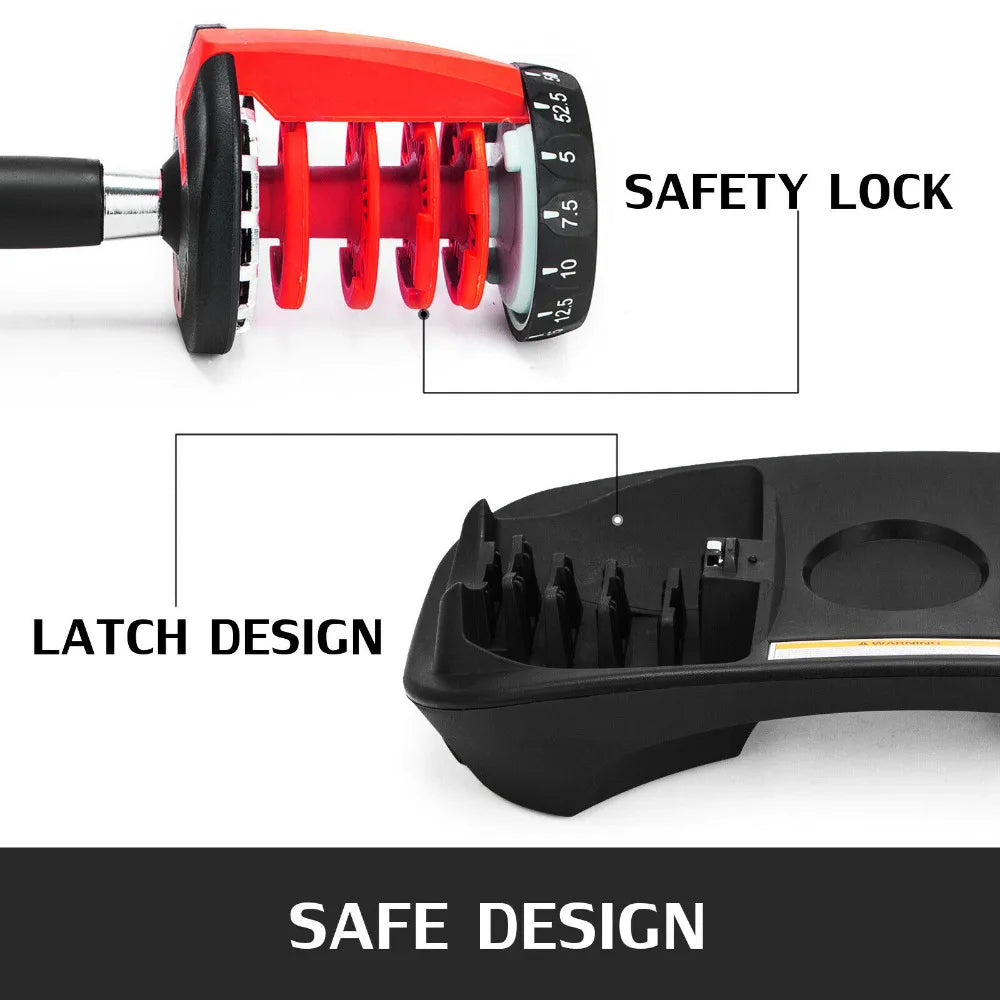 VEVOR Adjustable Steel Dumbbell 24KG 40KG 52.5LBS 90LBS Red Black for Home Gym Arm Muscle Training with QuickLock System