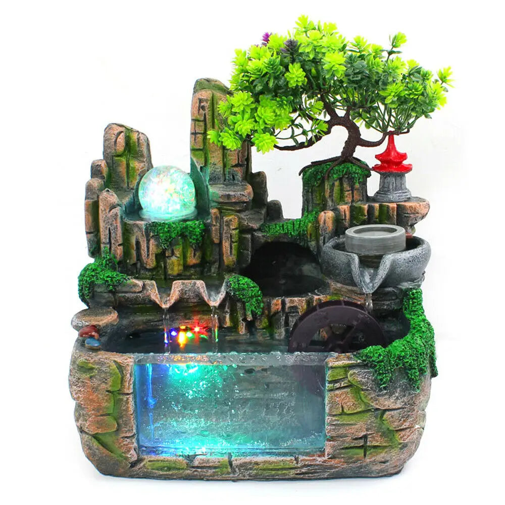 Exquisite Tabletop Fountain Resin Decorations for Home Decor Eye Catching Miniature Gift