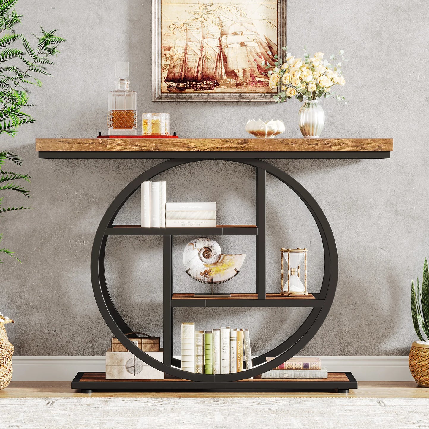 Tribesigns 4 Tier Console Table Industrial Sofa Table for Living Room Foyer Hallway Entrance 41.3 Inch Metal Rectangle Sofa Table