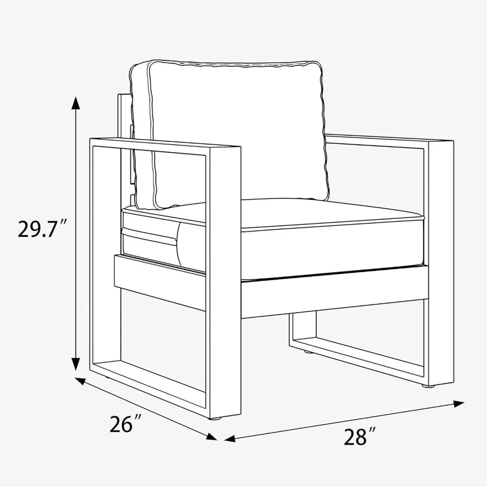 Outdoor Patio Aluminum Armchairs Set Of 2 With Cushions