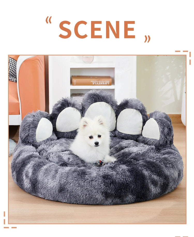 Cozy Paw Shape Dog Bed Warm Thickened Cushion Breathable Fluffy Mat for Deep Sleeping Pet Comfort - Dog Beds/Mats