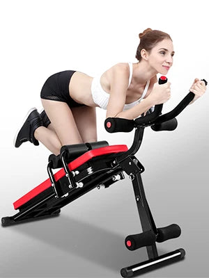 Adjustable Ab Exercise Bench Foldable Sit Up Bench with LCD Monitor Full Body Workout Machine Home Fitness Equipment
