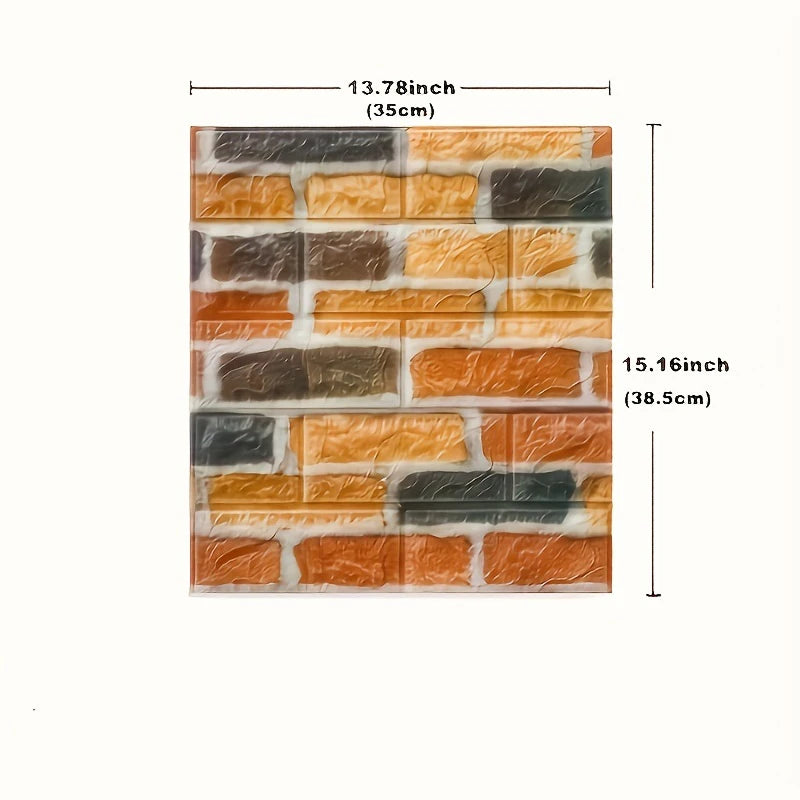 100/200Pcs 3D Wall Tile Stickers Brick Pattern Foam Self-Adhesive Waterproof Ceiling Decor Easy Apply for Moisture Proof