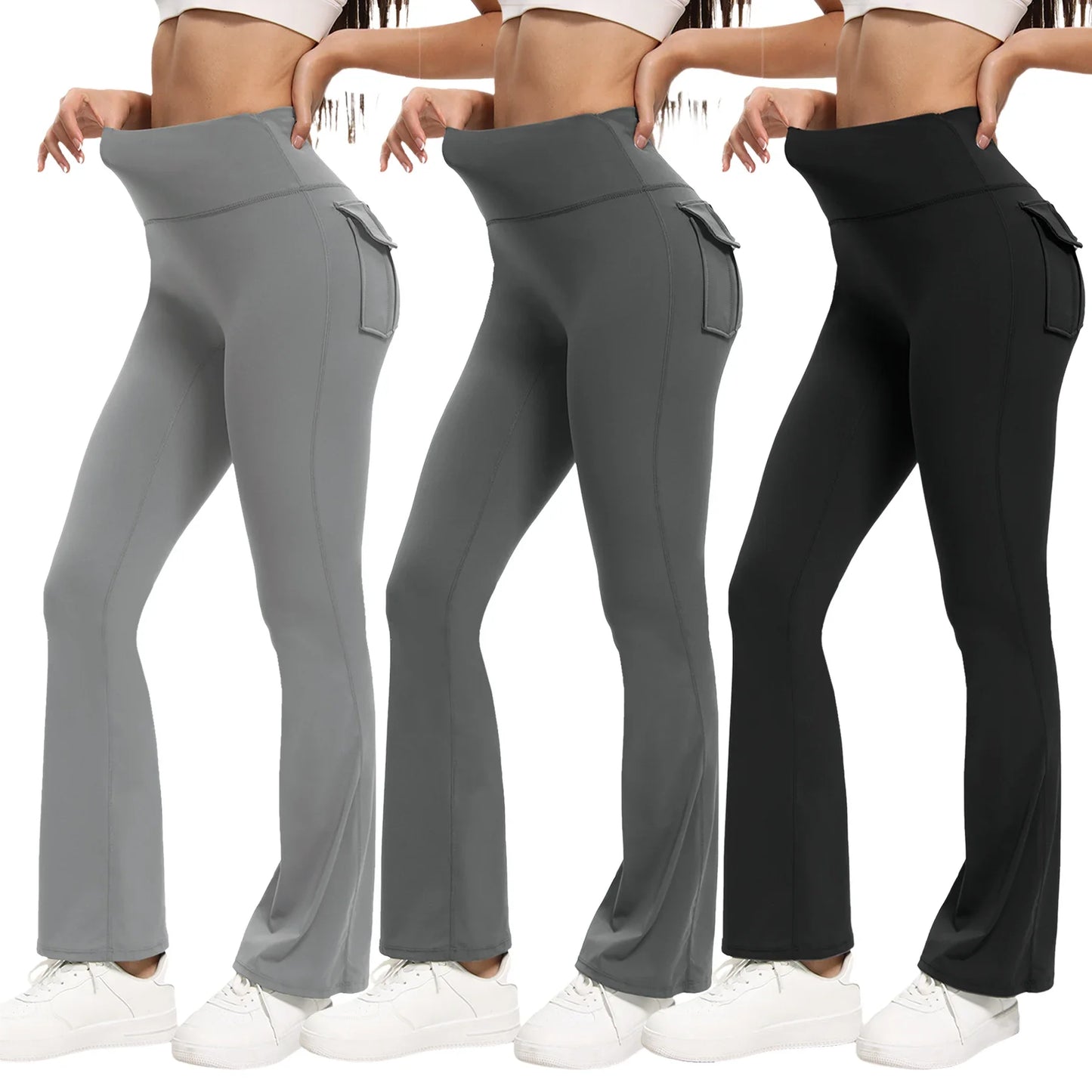 Heart and Home Shop 3 Pack Bootcut Yoga Pants With Pockets