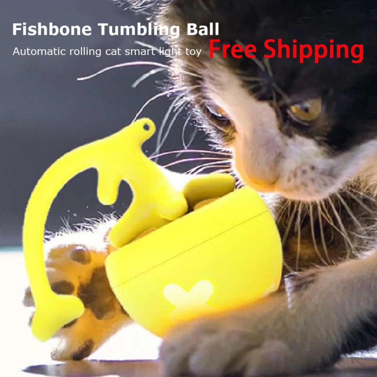 Pet toy fish bone spinning ball for cats to relieve boredom, automatic electric cat teasing toy ball, pet supplies