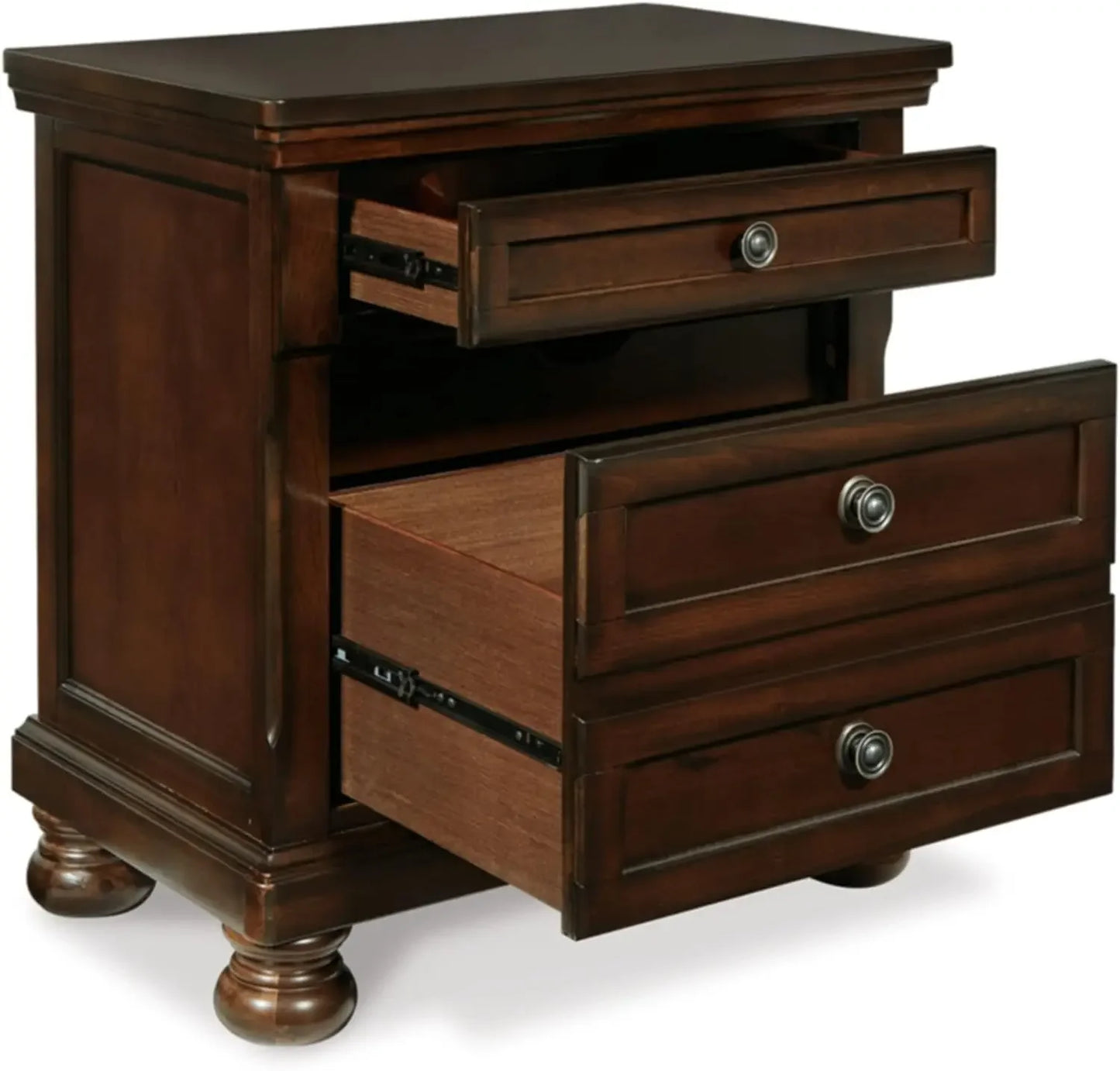 Porter Classic 2 Drawer Nightstand with Dovetail and Ball-bearing Construction, 29.88" Tall, Dark Brown