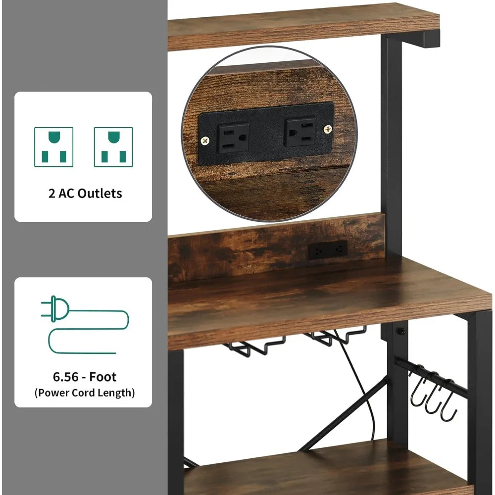 YITAHOME Kitchen Microwave Bakers Stand with Wine Rack, Wine Rack Freestanding Floor Small Storage Shelves for Liquor Bottle Glass