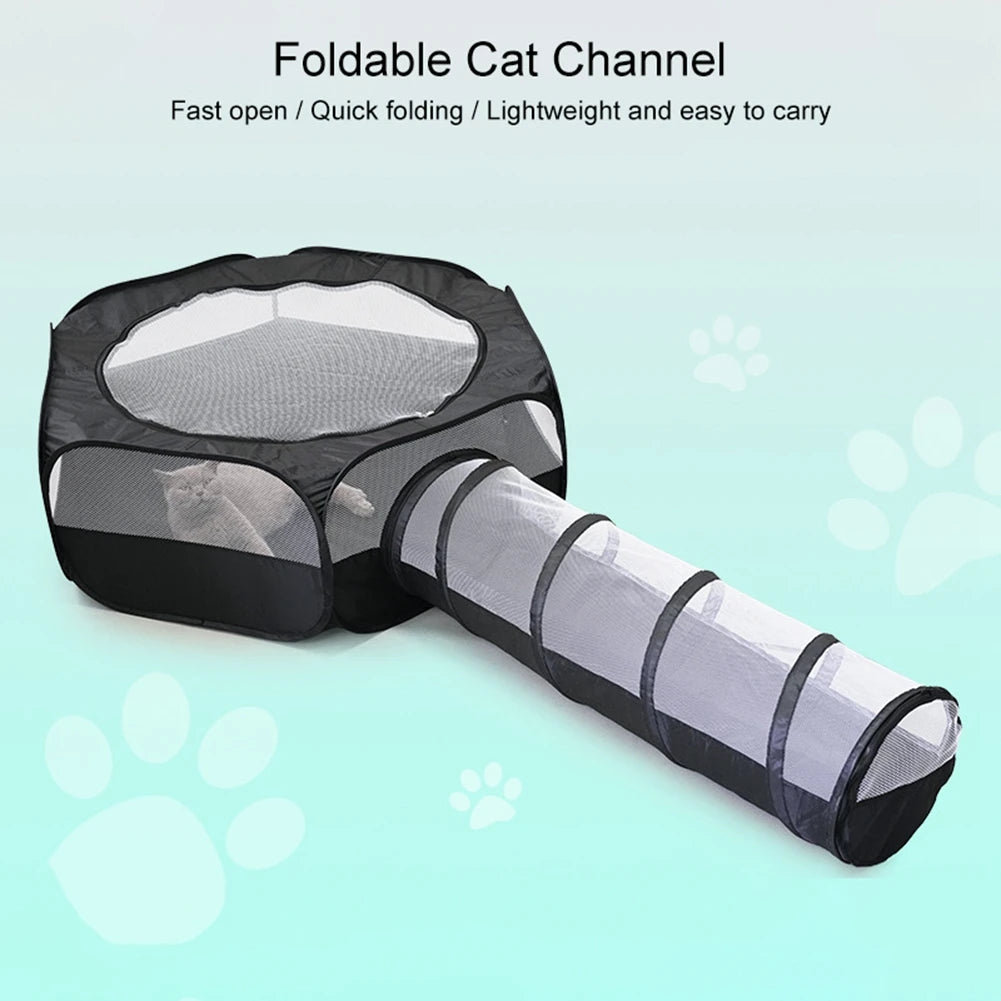 2 In 1 Foldable Cat Tunnel And Nest Toy Multifunctional Rabbit Cage Pet Supplies Cloth Material For Cats