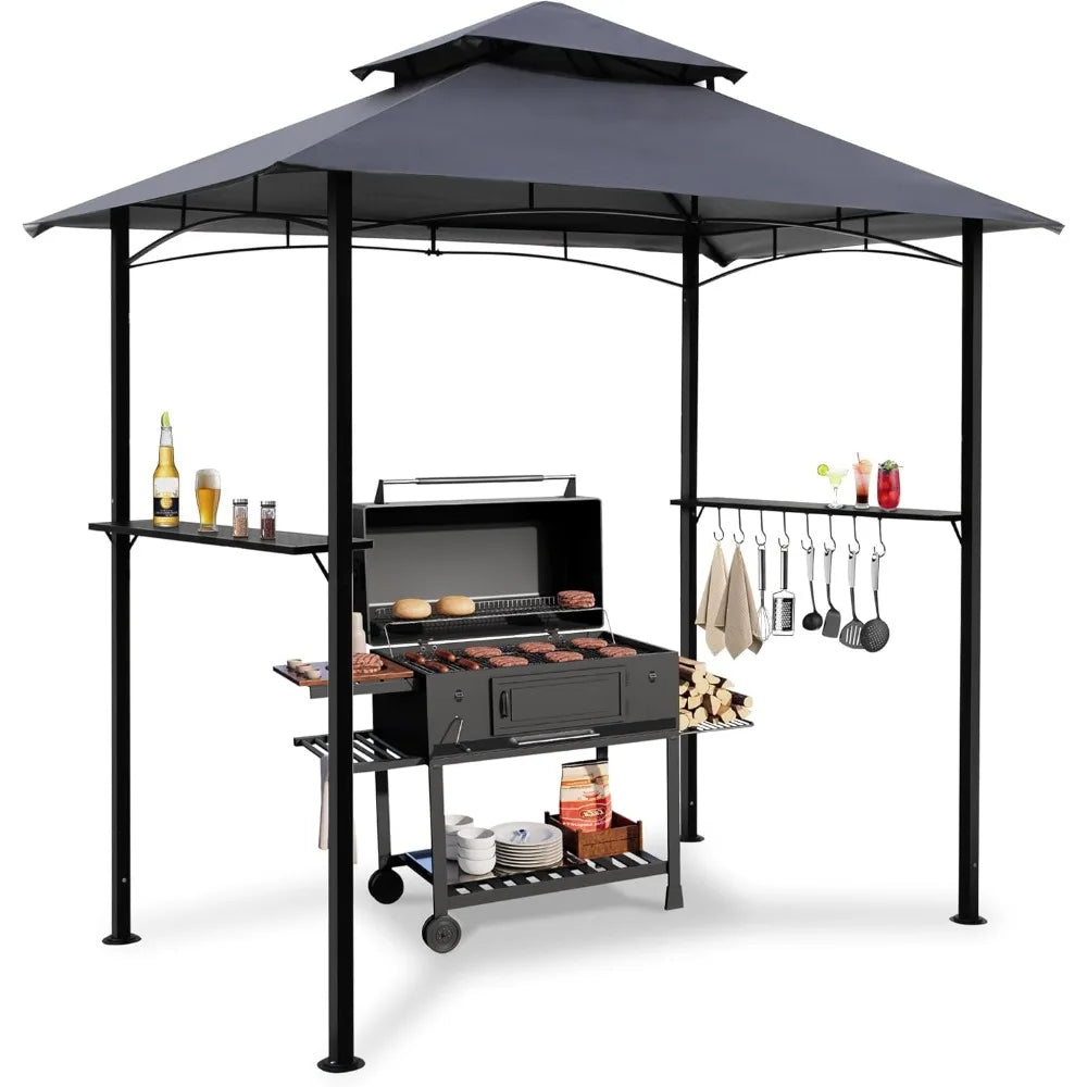 XMSJ Outdoor Grill Gazebo Canopy With LED Lighting Shelter