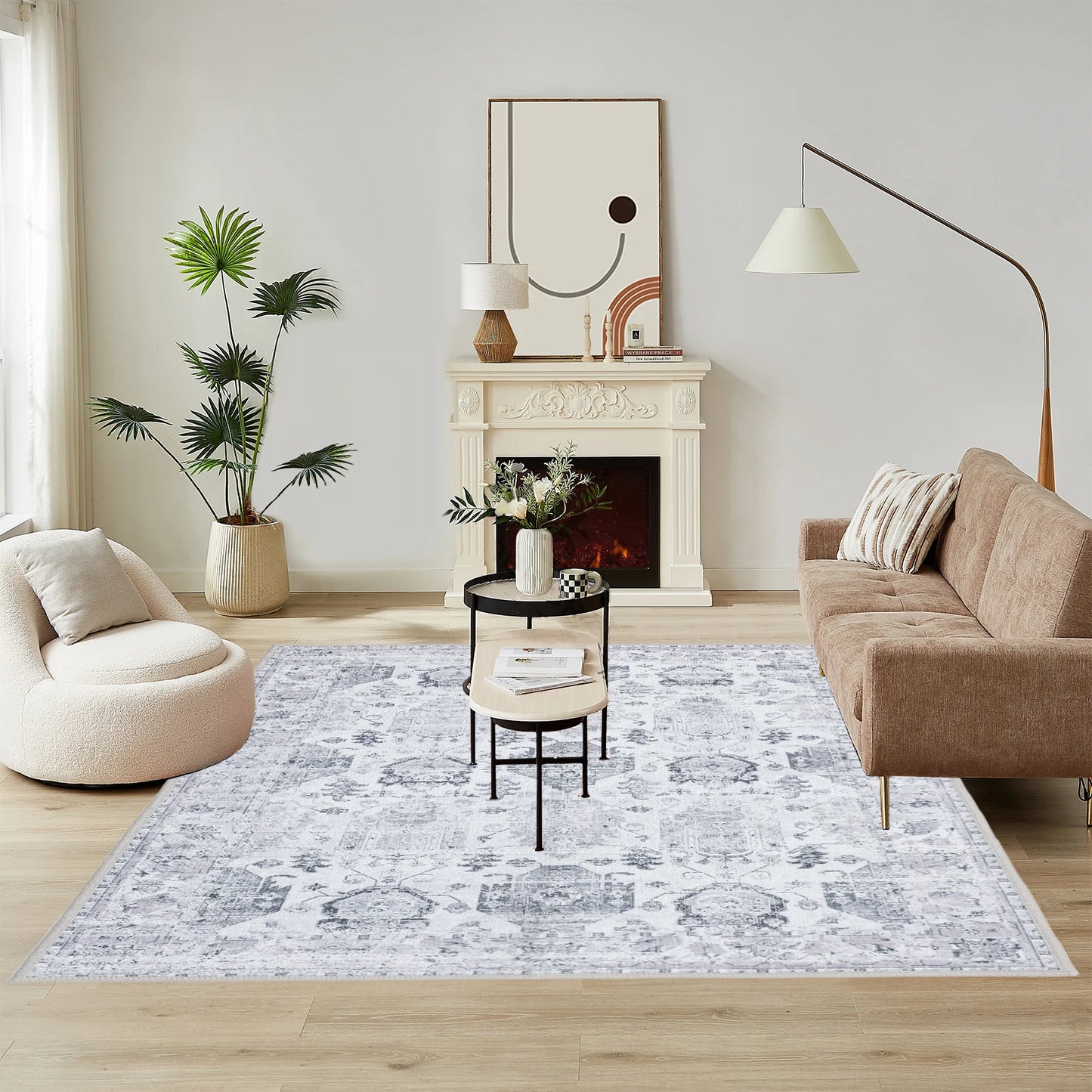 Area Rug Stain Resistant Boho Vintage Distressed Washable Rugs