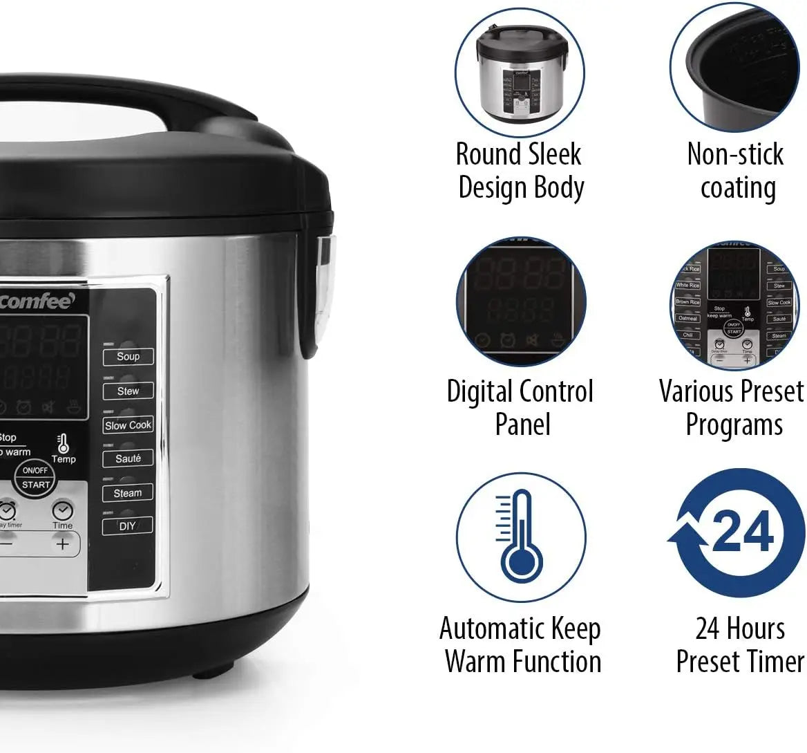 12 Digital Cooking Programs Rice Cooker Slow Cooker Steamer Sauté 5.2Qt Large Capacity Multi Cooker with Ceramic Lid