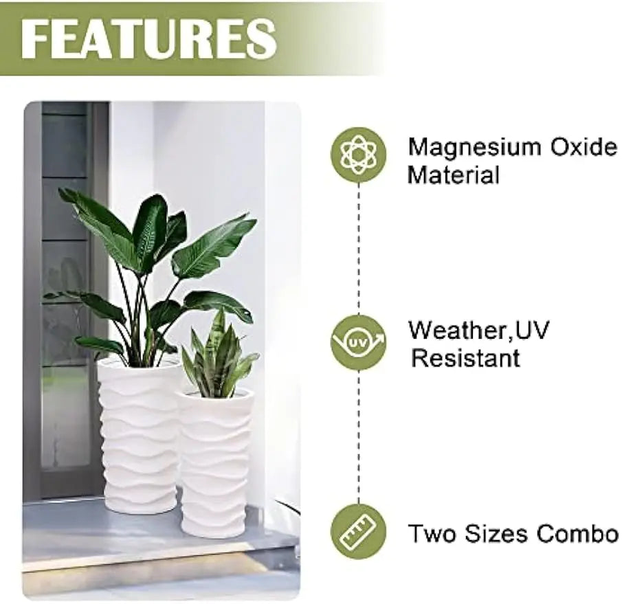 XMSJ Tall Planter Set Outdoor Indoor Pots With Drainage