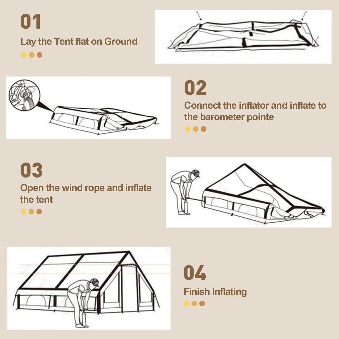 80.7 Square Feet Inflatable Glamping Tent with Air Conditioning Vent Waterproof Oxford Fabric Camping Shelter for 5 to 8 People