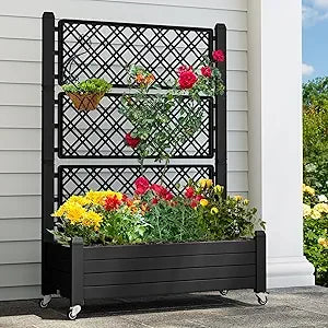 YITAHOME 3.6x1.5x2.8 FT Resin Garden Bed Kit with Legs And Wheels Outdoor Elevated Planter Box Stand Light Brown Weather Resistant